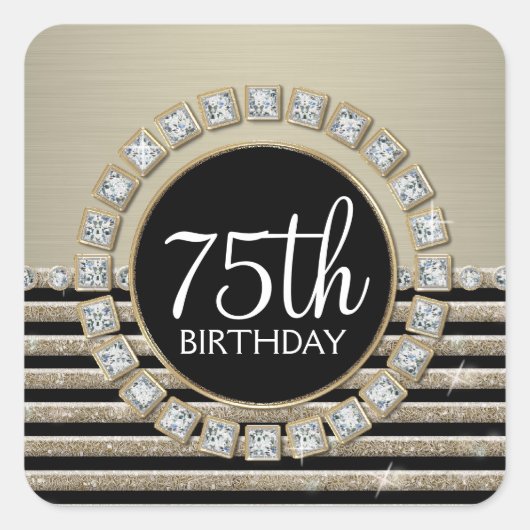 Kunstdeco Moderne horizontale strepe glitter Vierkante Sticker (Voorkant)