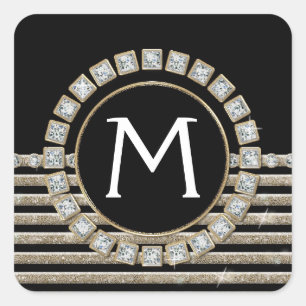 Kunstdeco Moderne horizontale strepe glitter Vierkante Sticker
