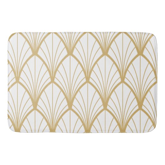 kunstdeco, mooi, ventilatorpatroon, goud, wit, vin badmat (Voorkant)