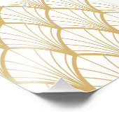 kunstdeco, mooi, ventilatorpatroon, goud, wit, vin foto afdruk (Hoek)