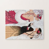 kunstdeco retro dames kerst legpuzzel (Horizontaal)