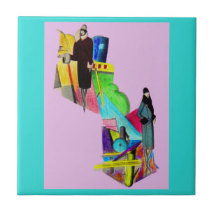 Kunstdeco vrouwen afdrukken in de jaren '30 tegeltje