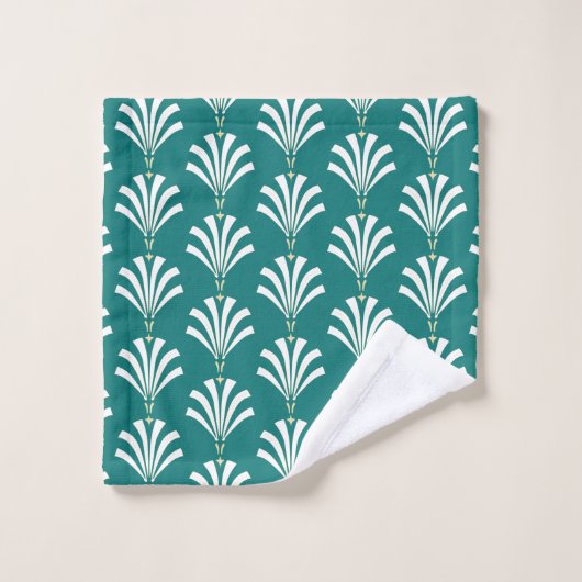 Kunstdeco White en Cream Palmettos in het Blauwgro Bad Handdoek (Wasdoekje)