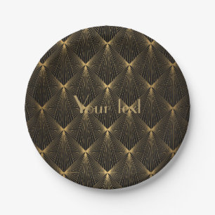 Kunstdeco, zwart goud, chic, elegant, patroon, kla papieren bordje