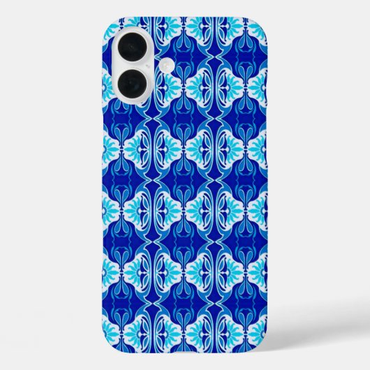Kunstdecobedachtpatroon - kobalt blauw en wit Case-Mate iPhone case (Achterkant)