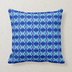 Kunstdecobedachtpatroon - kobalt blauw en wit kussen