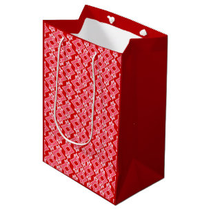 Kunstdecobehangpatroon, donkerrood en roze medium cadeauzakje