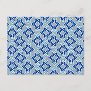 Kunstdecobehangpatroon, grijs / grijs en blauw briefkaart