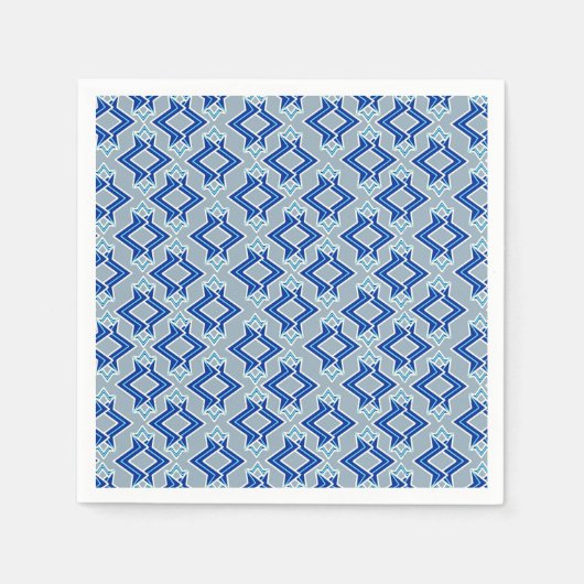 Kunstdecobehangpatroon, grijs / grijs en blauw servetten (Voorkant)