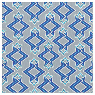 Kunstdecobehangpatroon, grijs / grijs en blauw stof