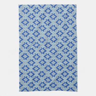 Kunstdecobehangpatroon, grijs / grijs en blauw theedoek