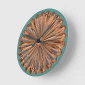 Kunstdecoder en blauwgroen ontwerp van ventilators ronde klok (Hoek)