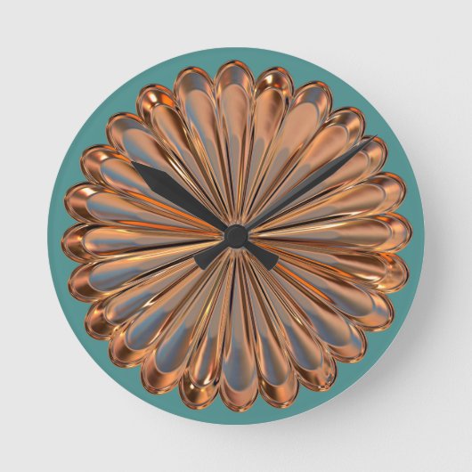 Kunstdecoder en blauwgroen ontwerp van ventilators ronde klok (Voorkant)