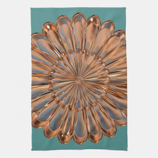 Kunstdecoder en blauwgroen ontwerp van ventilators theedoek (Verticaal)