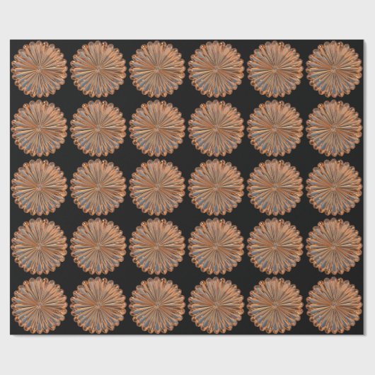 Kunstdecoder en zwarte ventilatorshell cadeaupapier (Vlak)