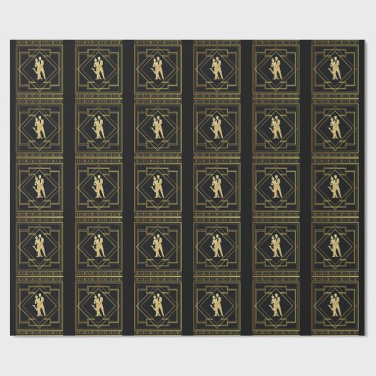 Kunstdecoder, zwart en goudgeometrische flap cadeaupapier (Vlak)