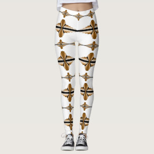 Kunstdecoelementen in geelbruine leggings