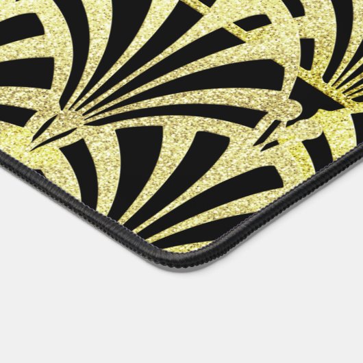 Kunstdecoventilatorpatroon zwart goud elegant vint bureaumat (Hoek)