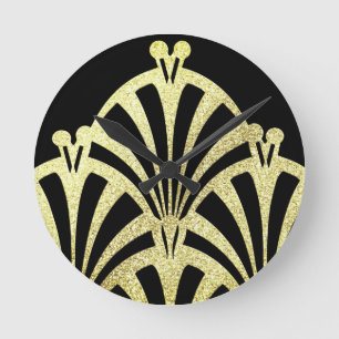 Kunstdecoventilatorpatroon zwart goudelegant ronde klok