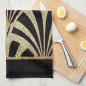 Kunstdecoventilatorpatroon zwarte bronzen elegante theedoek (Quarter Fold)