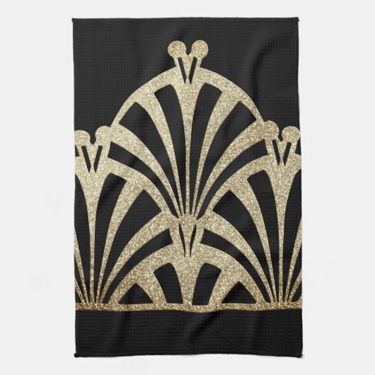 Kunstdecoventilatorpatroon zwarte bronzen elegante theedoek (Verticaal)