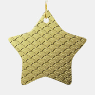 Kunstdegolfpatroon - metallisch goud gekleurd keramisch ornament