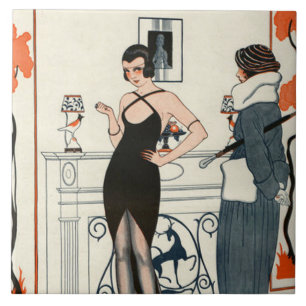 Kunstdeklaag van keramische vintage tegeltje