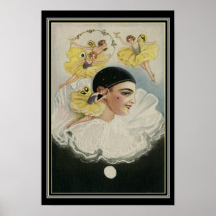 Kunstdekletters die dansen rond Pierrot Poster