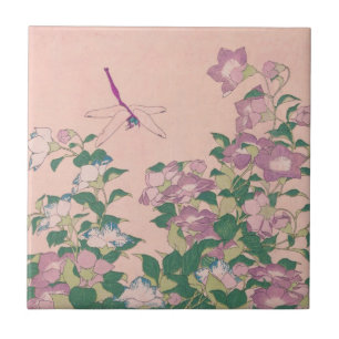  kunstdragonfly en bloemen schilderen tegeltje
