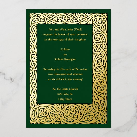 kunsten en kunsten - 1904 Vloeiingsgrens bruiloft Folie Uitnodiging (Voorkant)