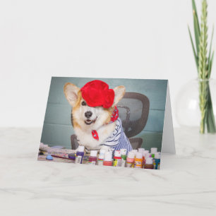 Kunstenaar Corgi blanco wenskaart Kaart