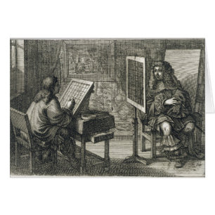 Kunstenaar die een portret over een net schildert 