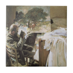 Kunstenaar in zijn atelier door John Singer Sargen Tegeltje