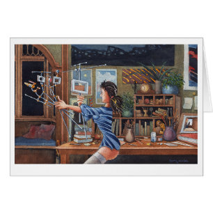 Kunstenaar met perspectiefmachine