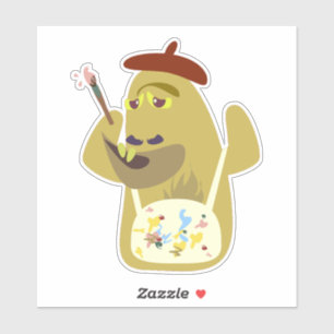 Kunstenaar Monster Plezier Karakter Cartoon Kunst  Sticker