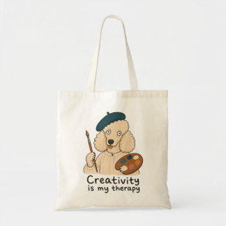 Kunstenaar Poodle Creatif is mijn Therapie Tote Bag