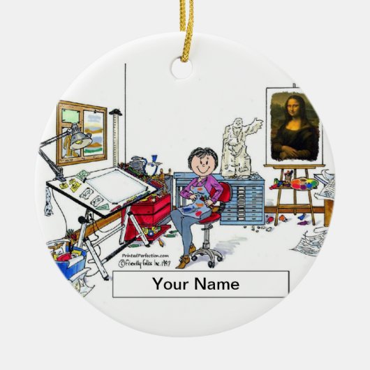 Kunstenaar - Vrouw Keramisch Ornament (Voorkant)