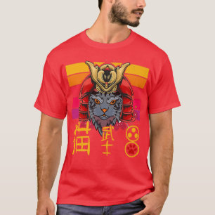 Kunstenaars Japanse samurai kattenkat Japanse kat T-shirt