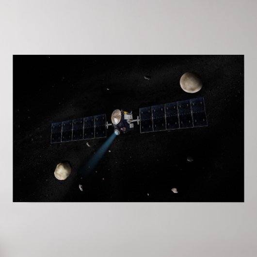 Kunstenaarsconcept van het Dawn spacecraft in orbi Poster (Voorkant)
