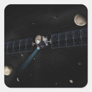 Kunstenaarsconcept van het Dawn spacecraft in orbi Vierkante Sticker