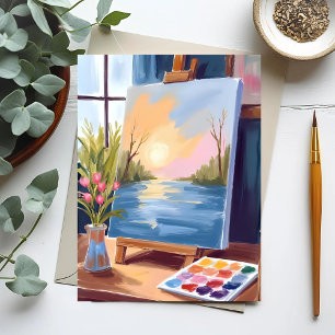 Kunstenaarsschilderdoek   Pastel Waterverfschilder Briefkaart