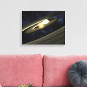 Kunstenconcept met een klomp materiaal canvas afdruk (Insitu (Woonkamer))