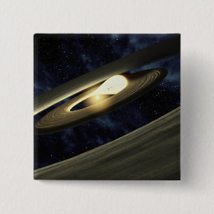 Kunstenconcept met een klomp materiaal vierkante button 5,1 cm