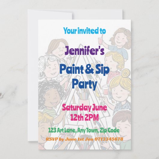 Kunstfeest Verf en Sip Tieners viering Kaart (Voorkant)