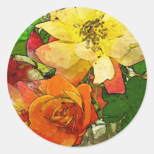 kunstflorale achtergrond 2 ronde sticker