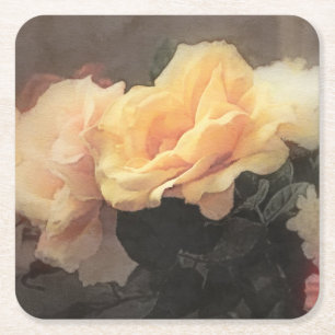 kunstflorale achtergrond in pastelkleuren vierkante kartonnen onderzetter