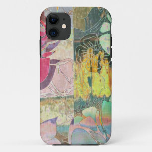 Kunstflorale grunge patroon iPhone 11 hoesje
