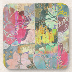 Kunstflorale grunge patroon onderzetter