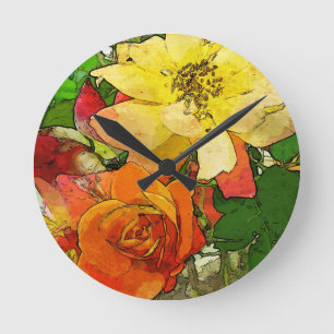 kunstflorale kleurrijke achtergrond 2 ronde klok