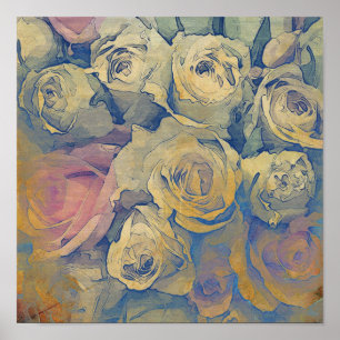 kunstflorale kleurrijke achtergrond poster